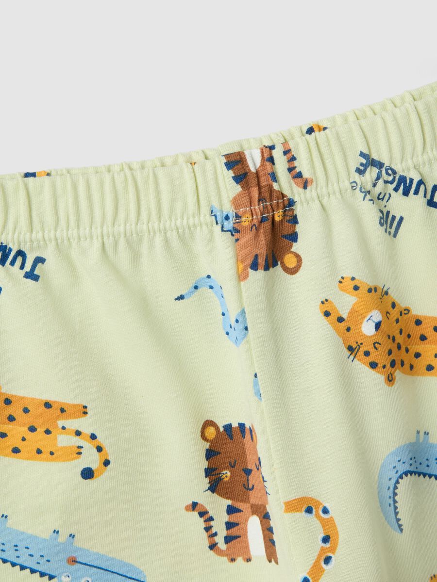 Pigiama in puro cotone verde da neonato regular fit con animali_3
