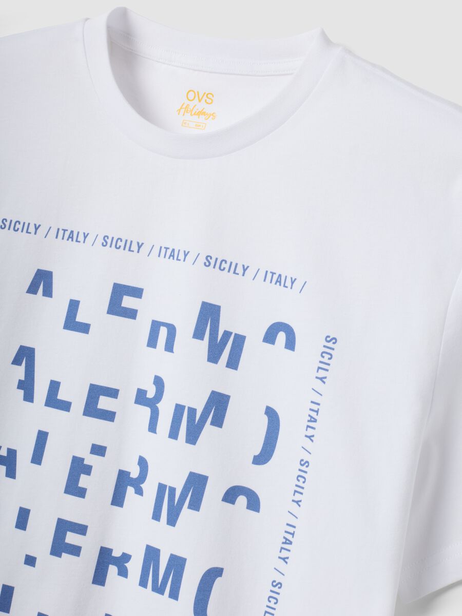 White pure cotton graphic T-shirt, regular fit_5