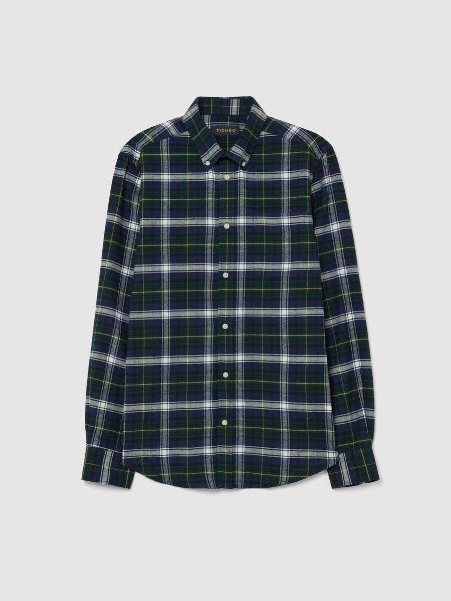 Camicia a quadri multicolor in puro cotone flanella regular fit_4