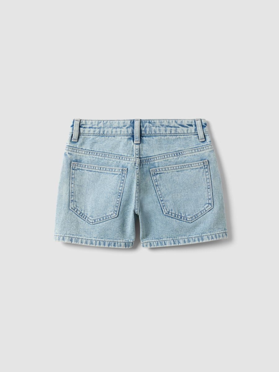 Shorts denim azzurri in puro cotone da ragazza regular fit con ricami_4