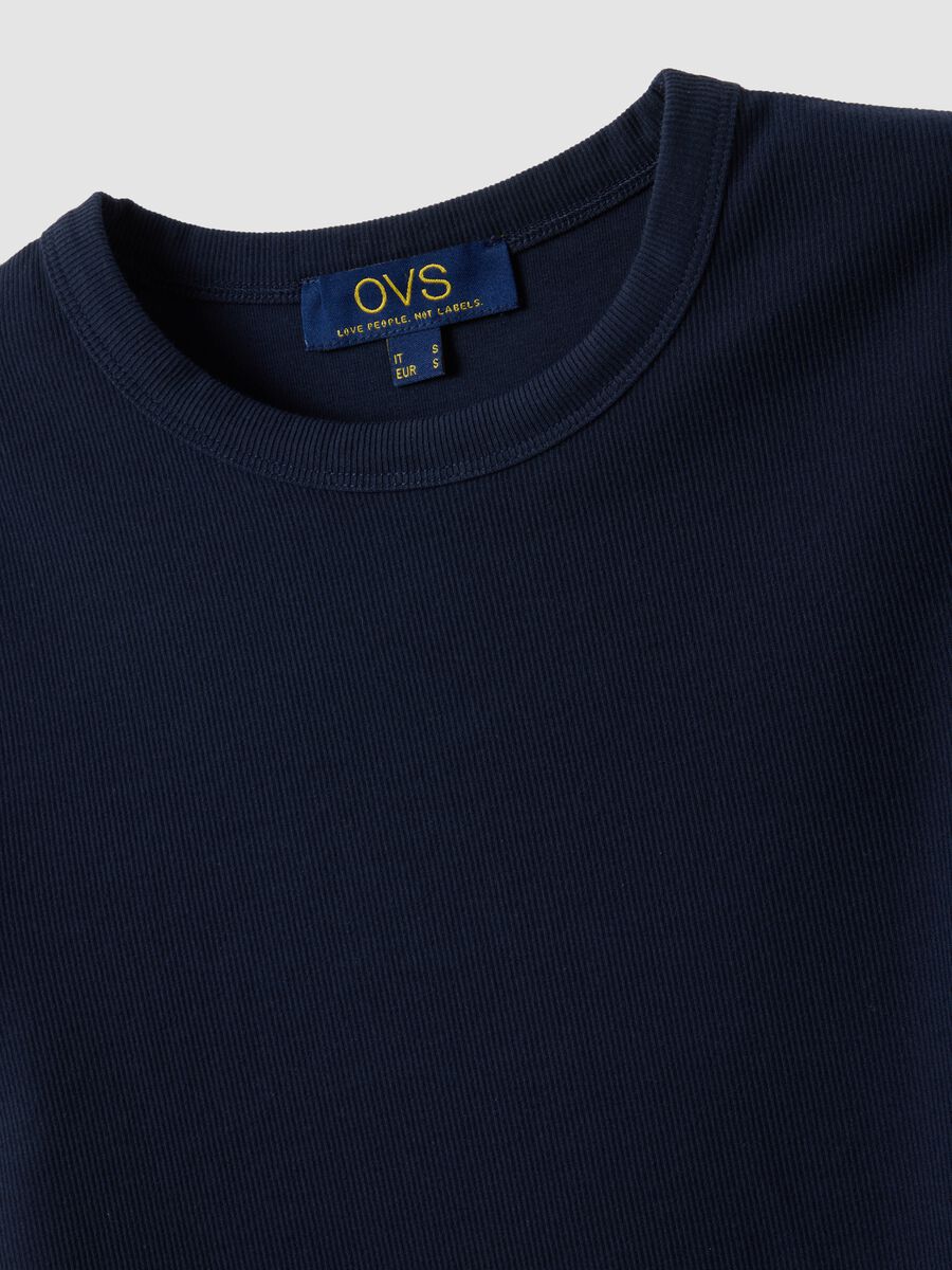 Blue fitted short-sleeve stretch-cotton T-shirt_5