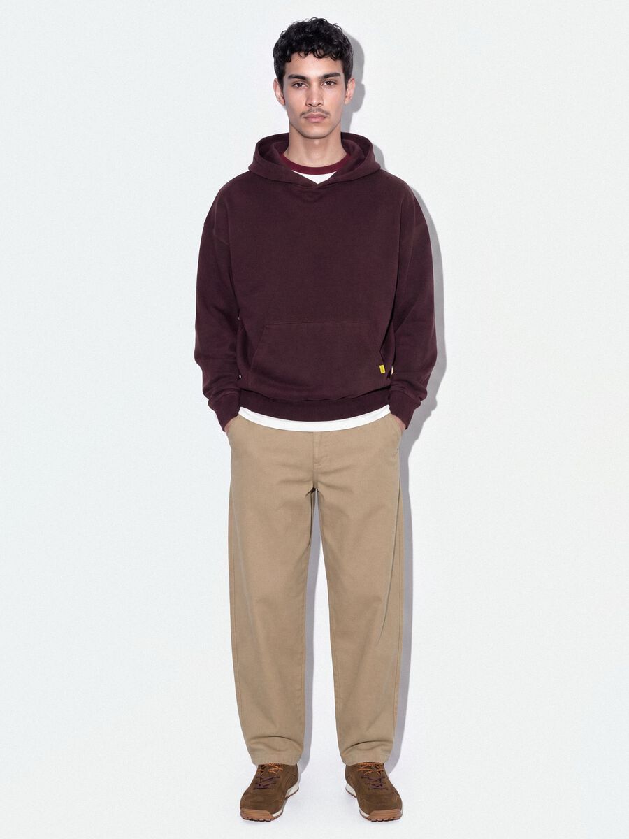 Felpa rossa in puro cotone con cappuccio over fit_1
