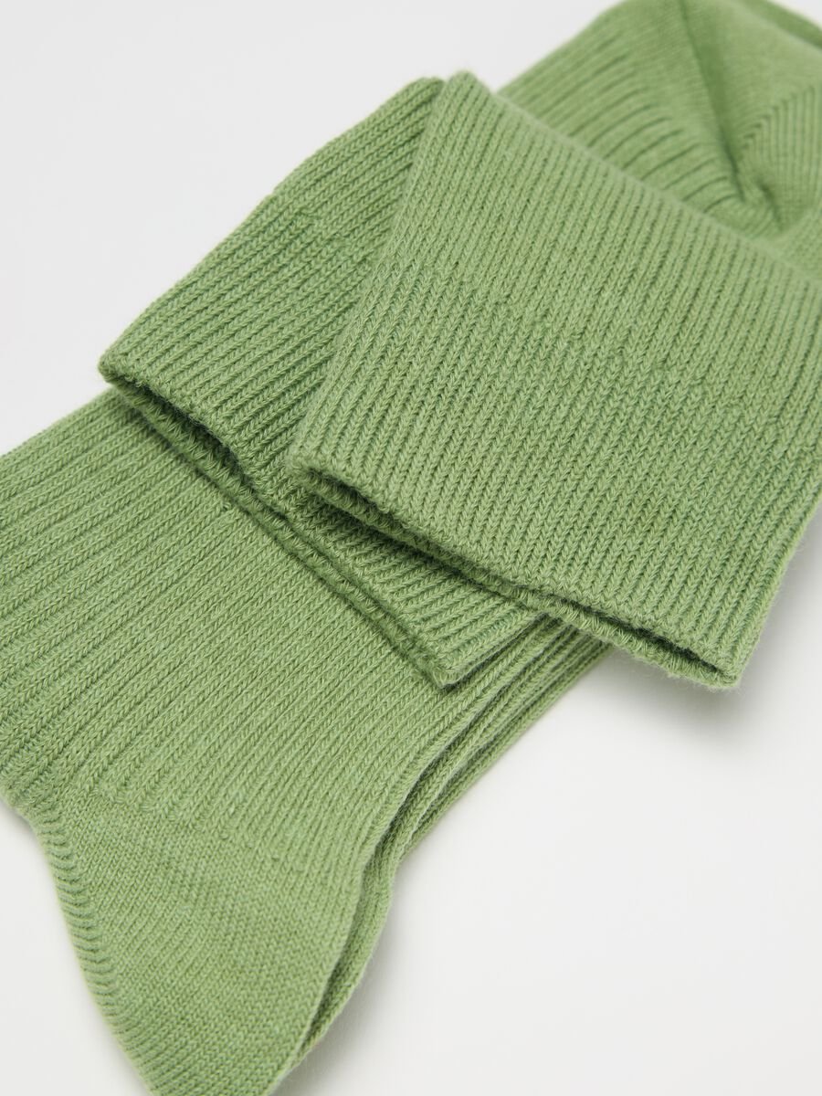 Green stretch ribbed midi socks_2