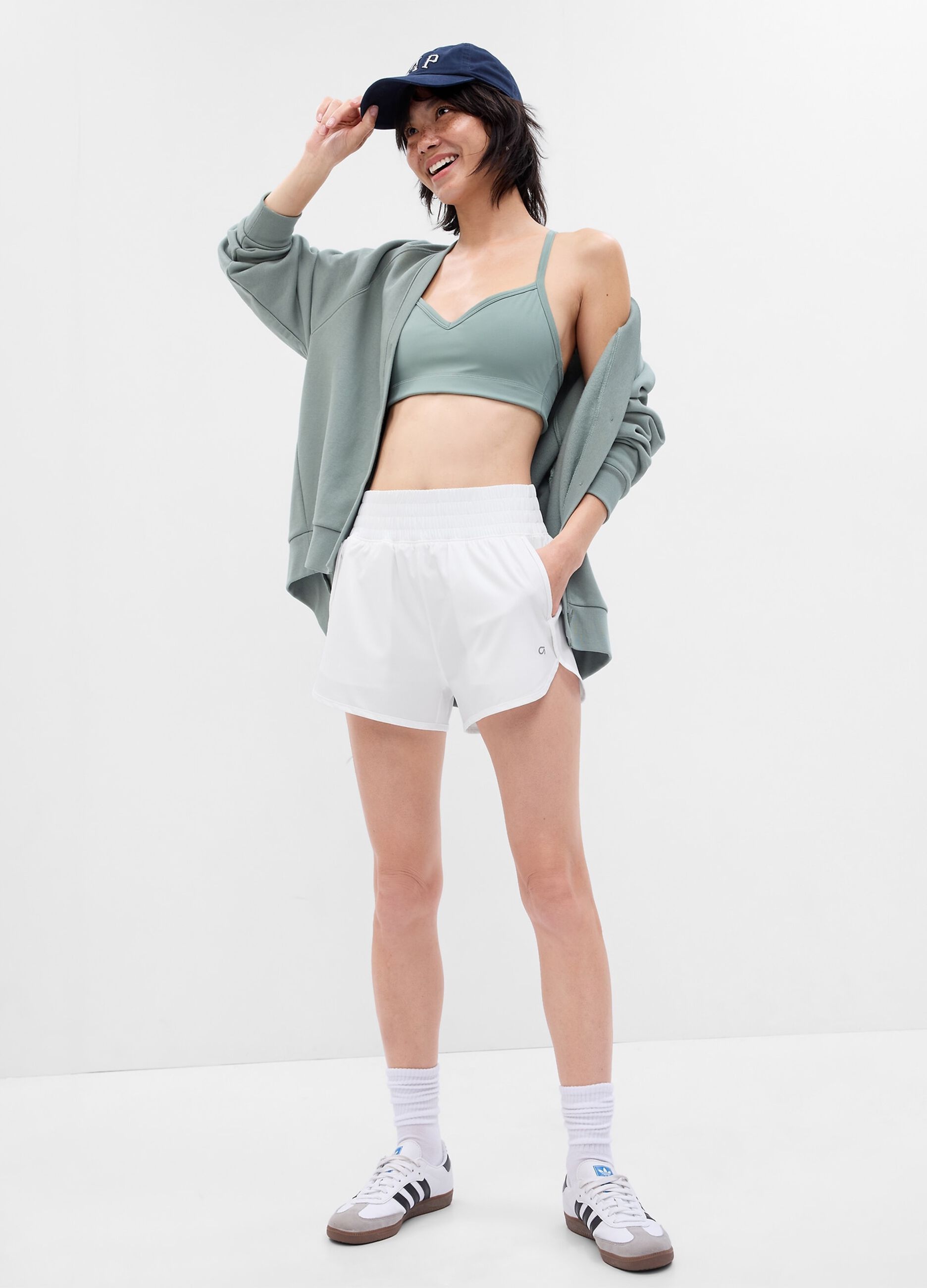 Shorts running a vita alta con stampa logo_0