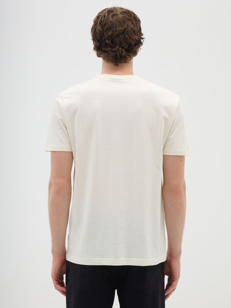 Beige short sleeve T-shirt in pure cotton regular fit_2