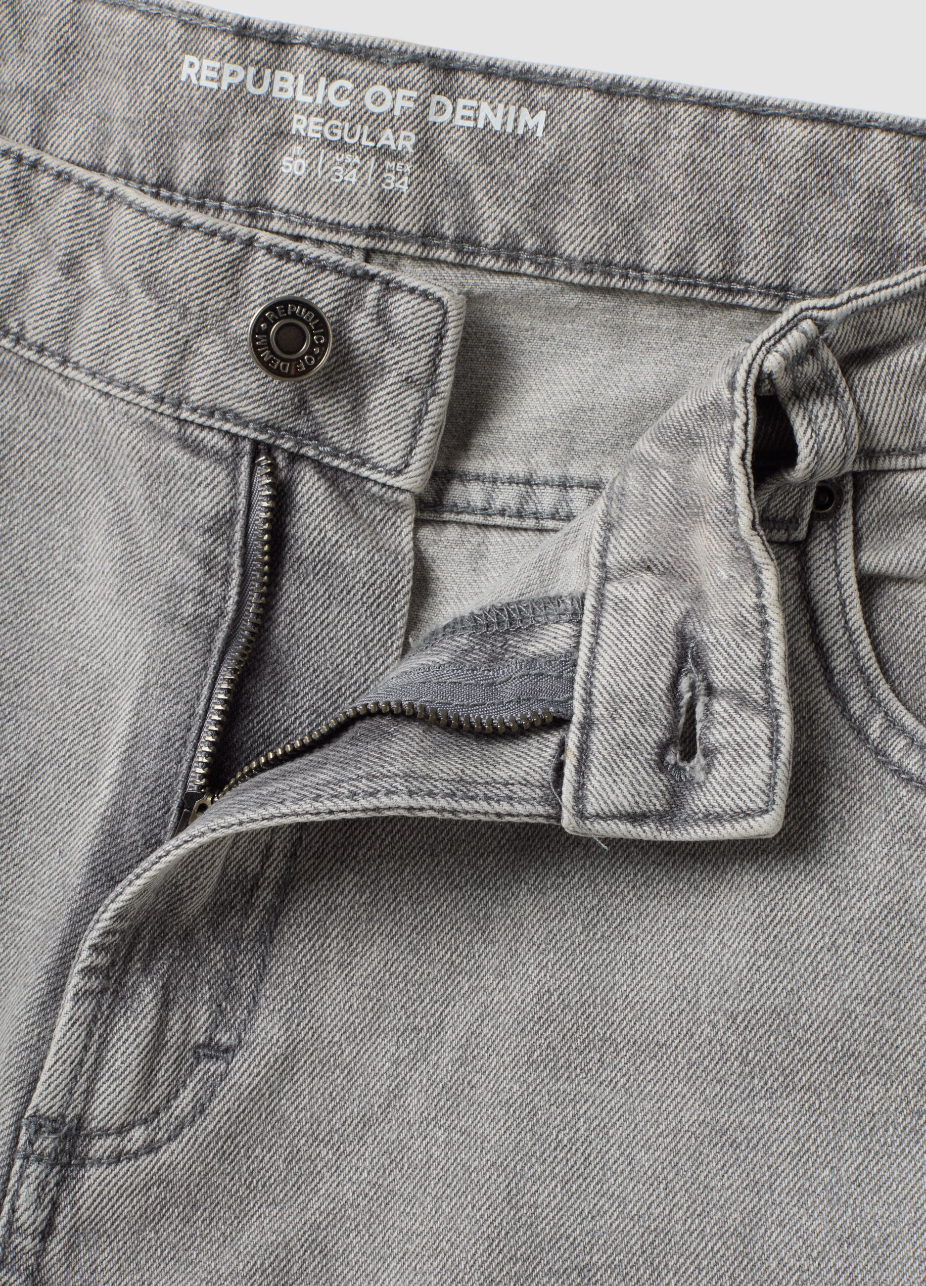 Grey denim jeans in cotton and viscose blend, regular fit