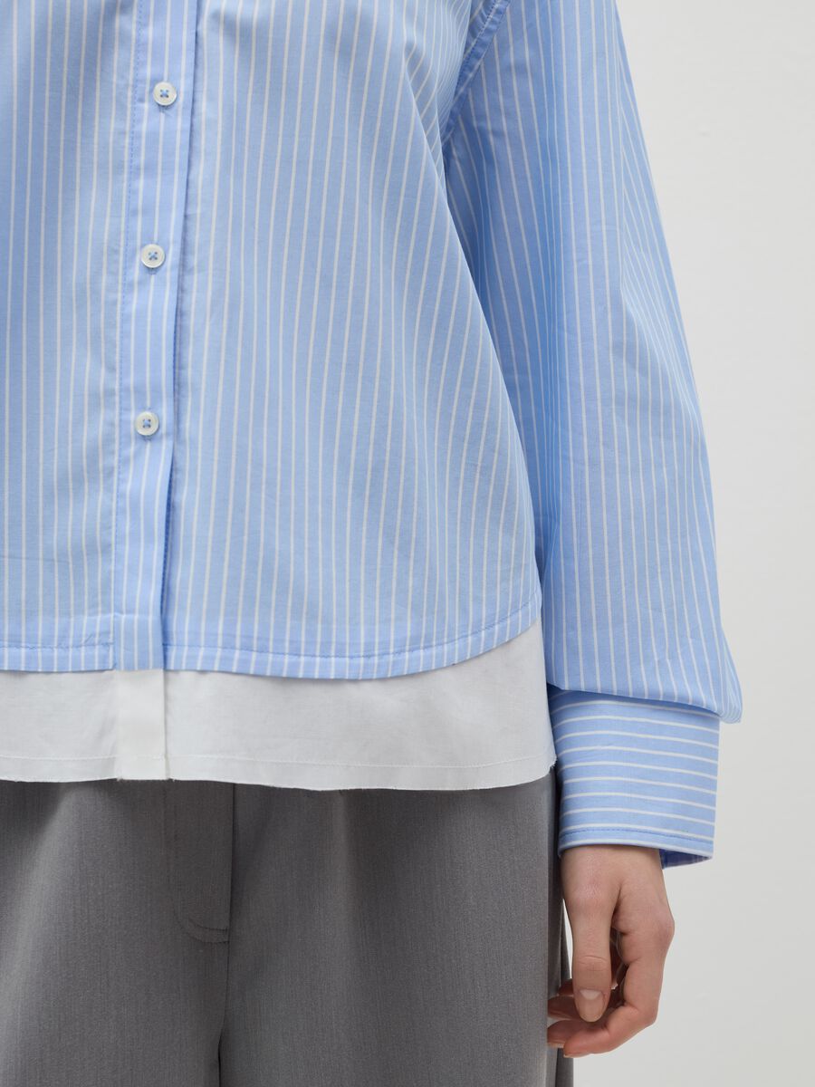 Pinstriped shirt with layered-effect details_3