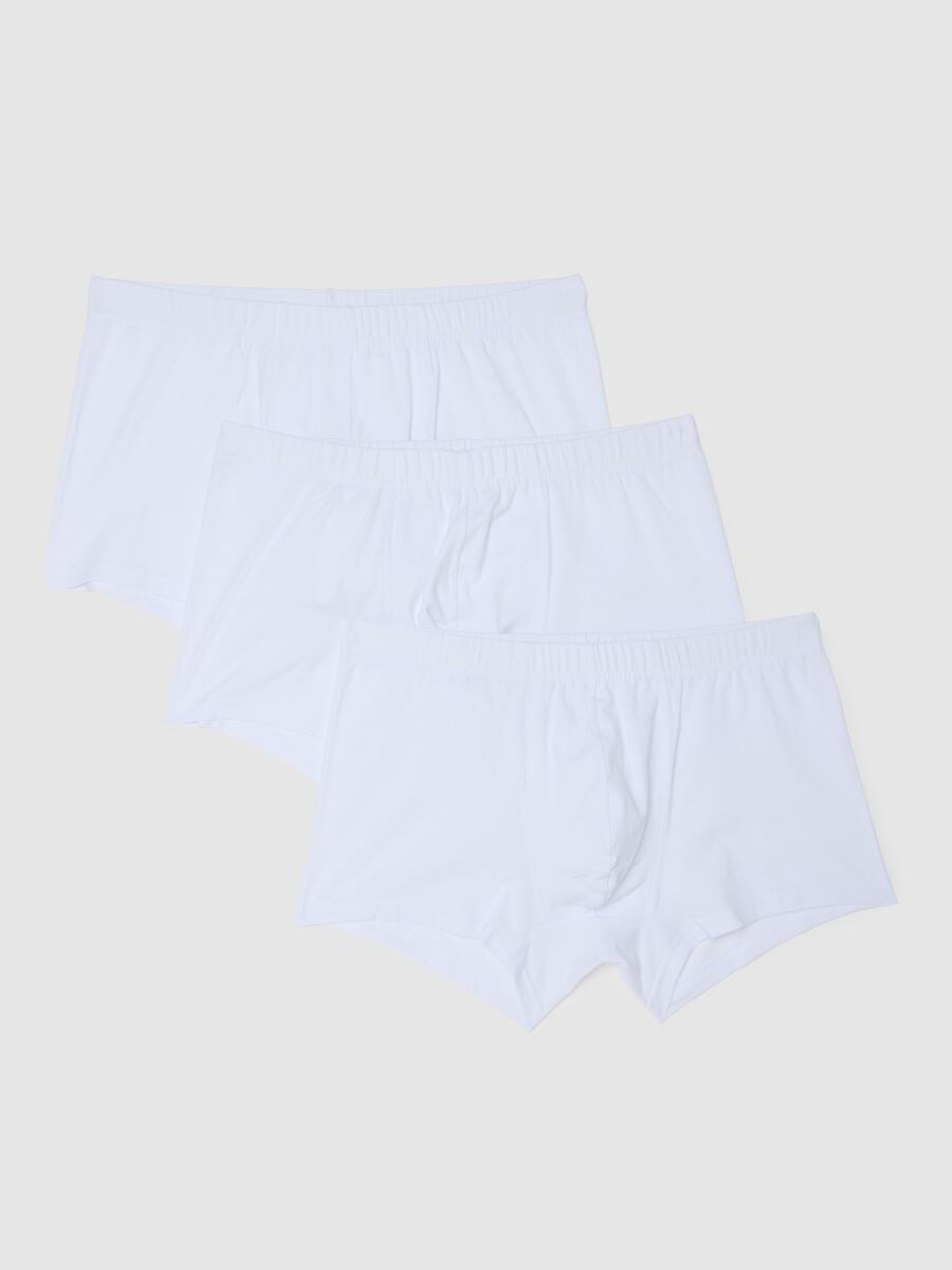 Tripack di boxer in cotone elasticizzato bianco regular fit_0