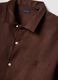 Brown short sleeve pure linen regular fit shirt_6