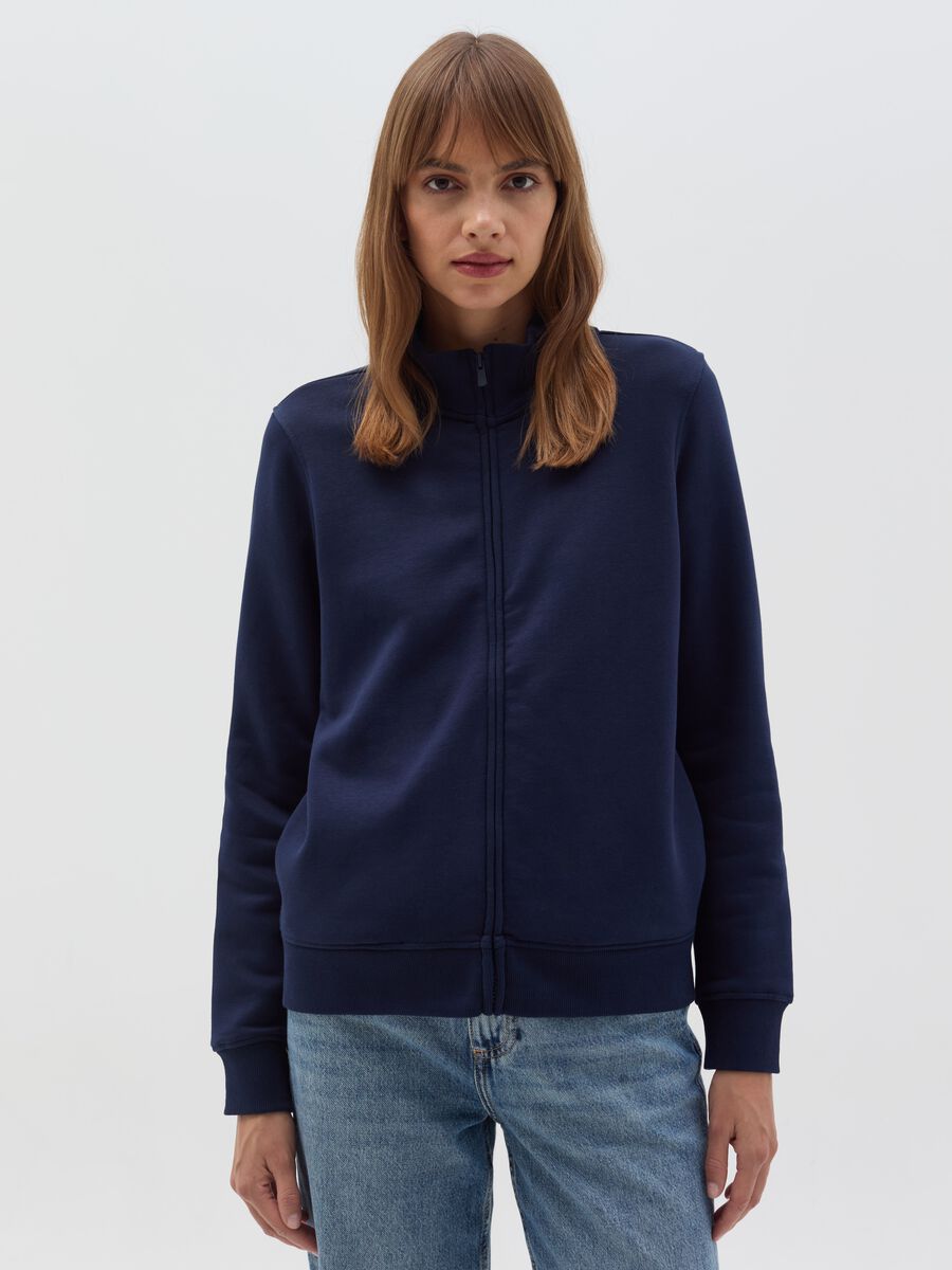 Essential full-zip sweatshirt with high neck_0