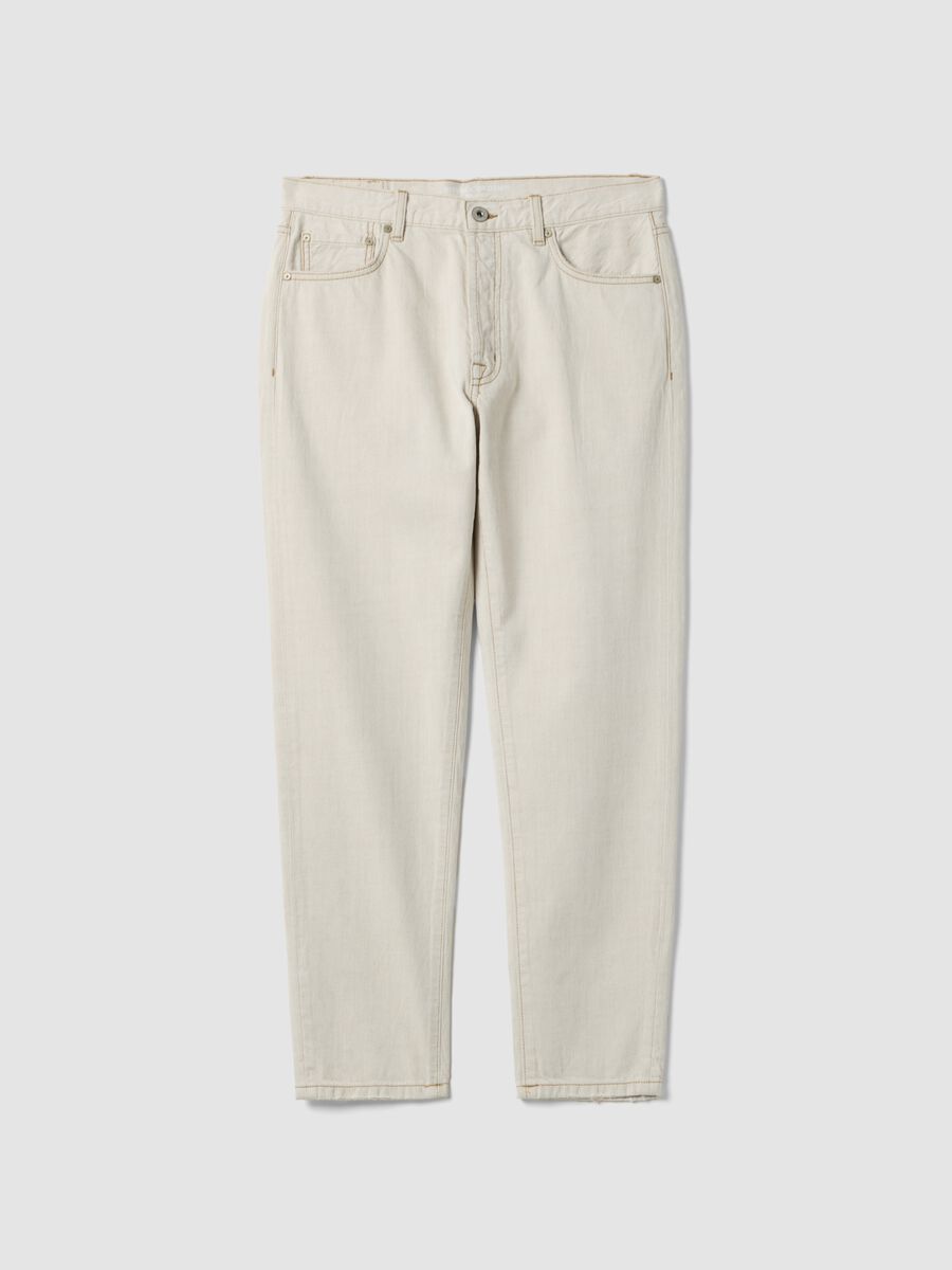 Jeans denim beige in puro cotone relaxed fit_4