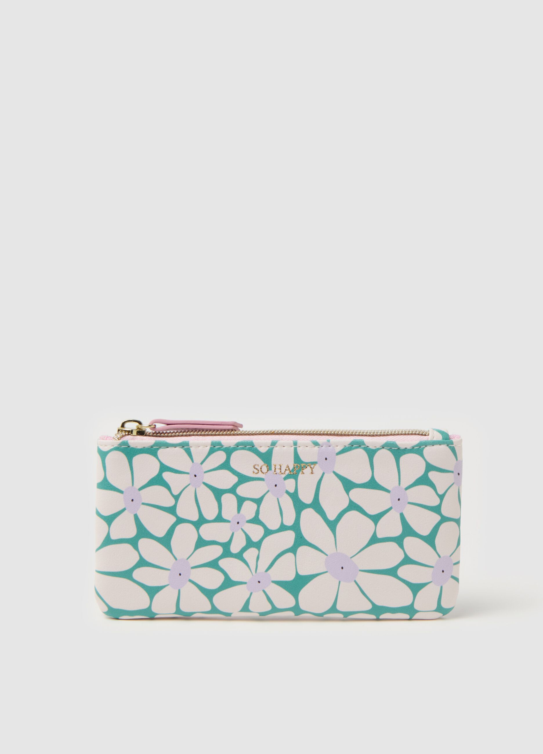 Beauty bag with print and zip