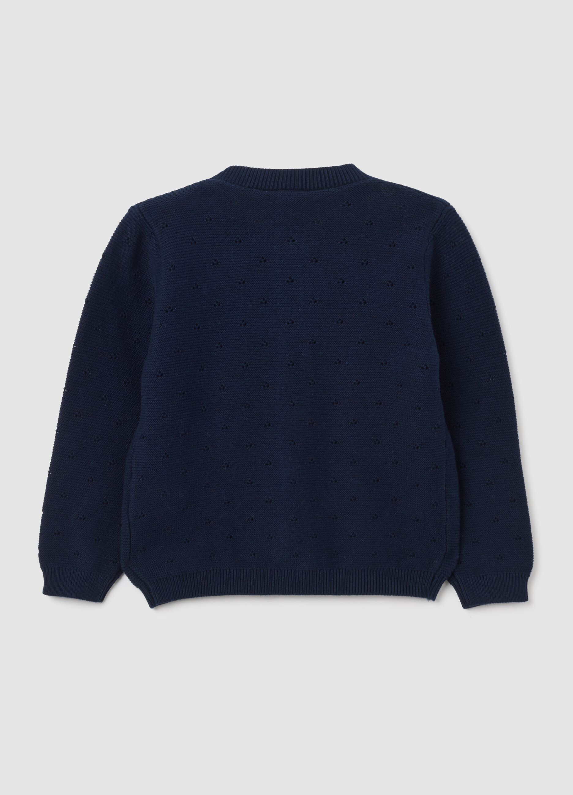 Girls' blue pure cotton cardigan with regular fit