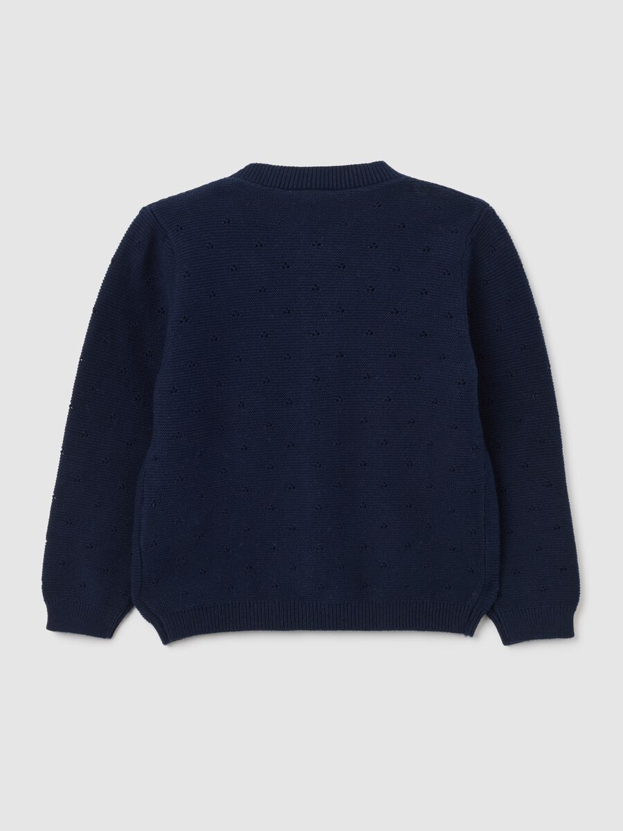 Girls' blue pure cotton cardigan with regular fit_1