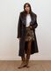 Cappotto marrone lungo in misto lana e viscosa con colletto a contrasto_0