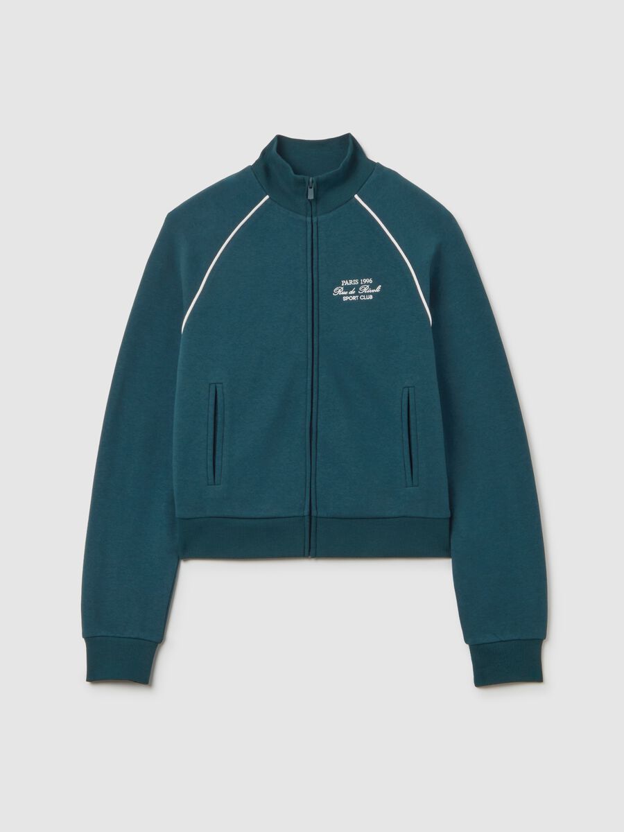 Green regular fit cotton blend sweatshirt_4