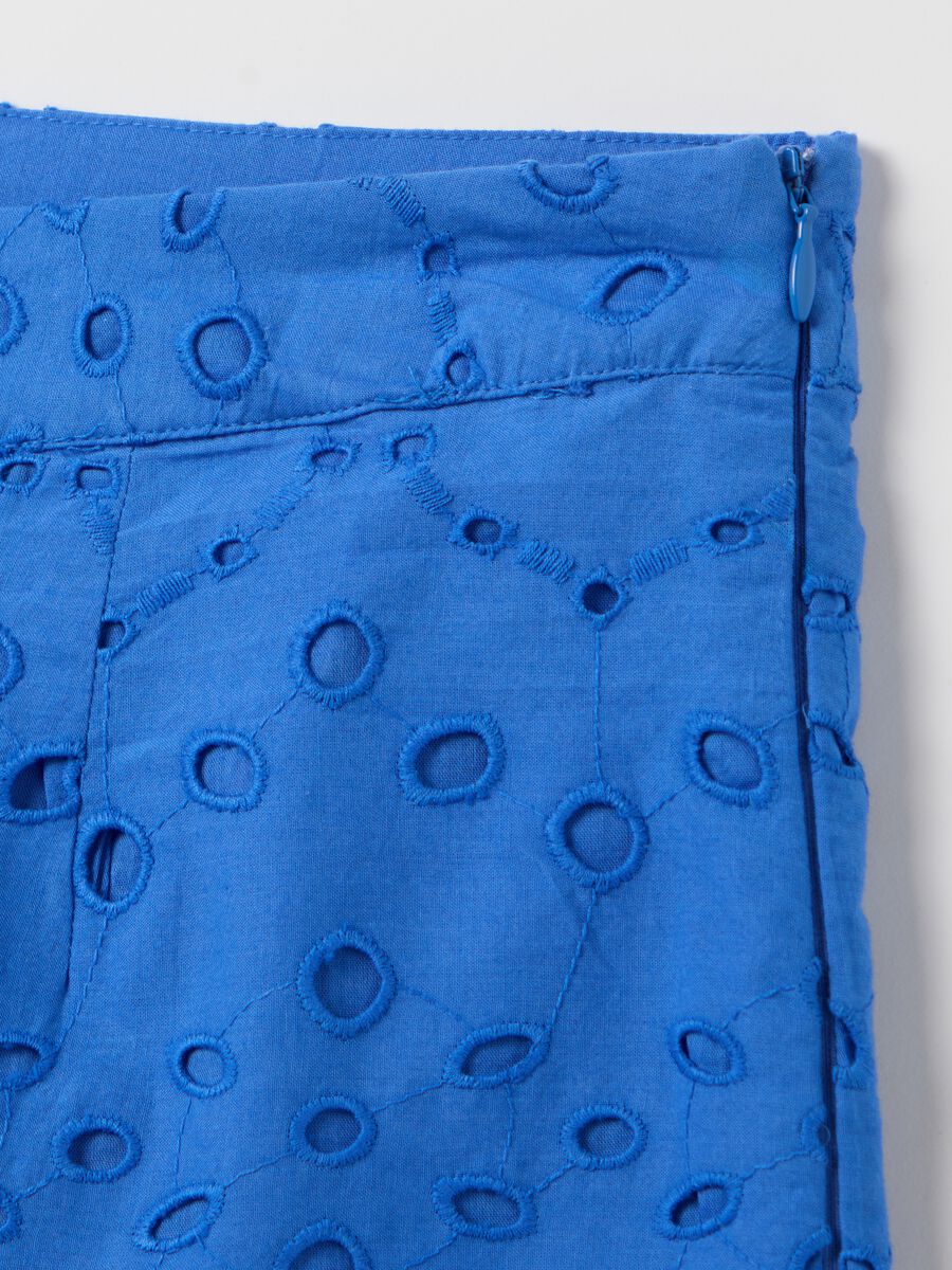 Women's blue regular fit pure cotton summer set with embroidery_5