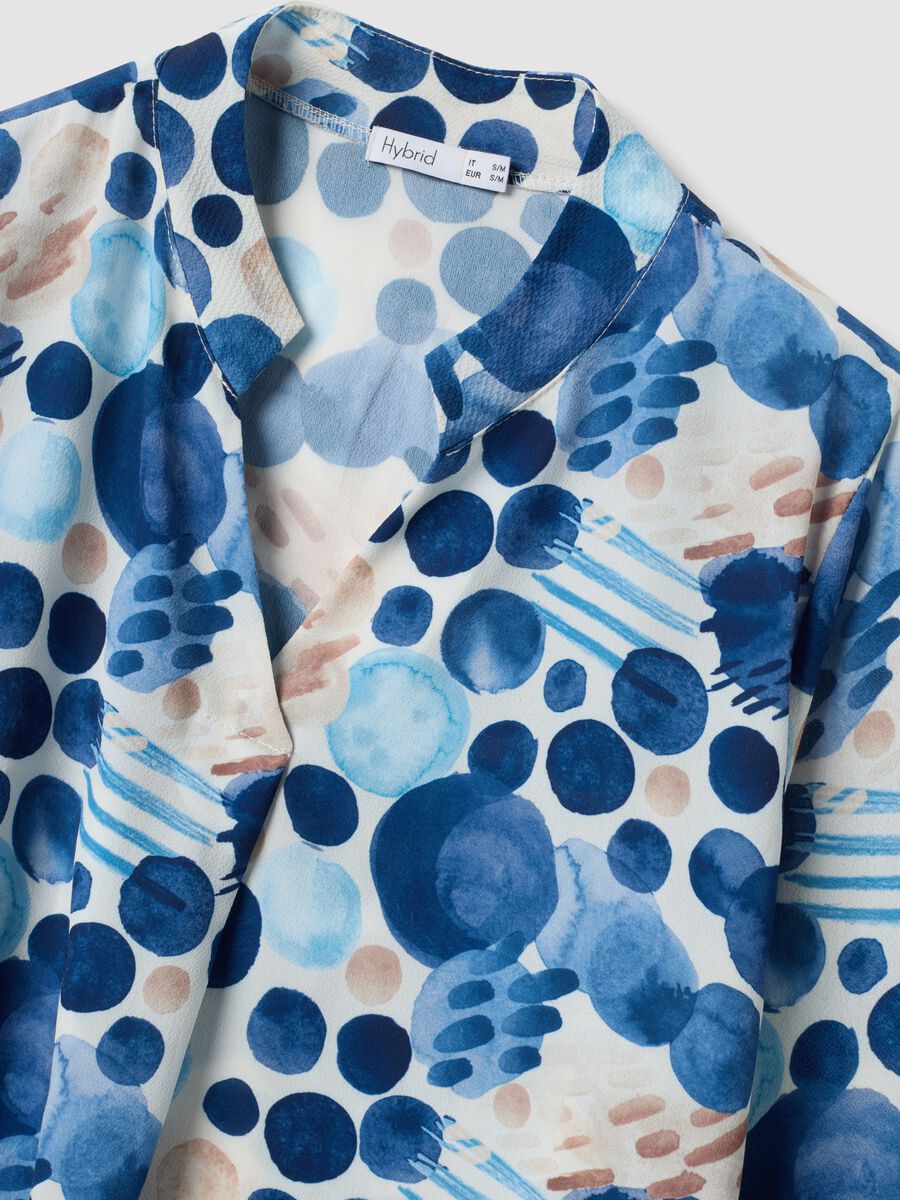 Blue patterned long-sleeve top_1