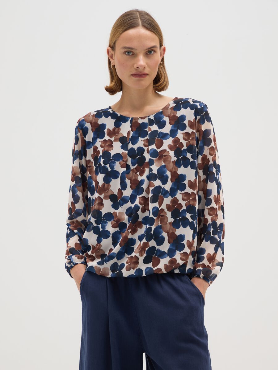 Multicolour regular fit blouse with flowers_0