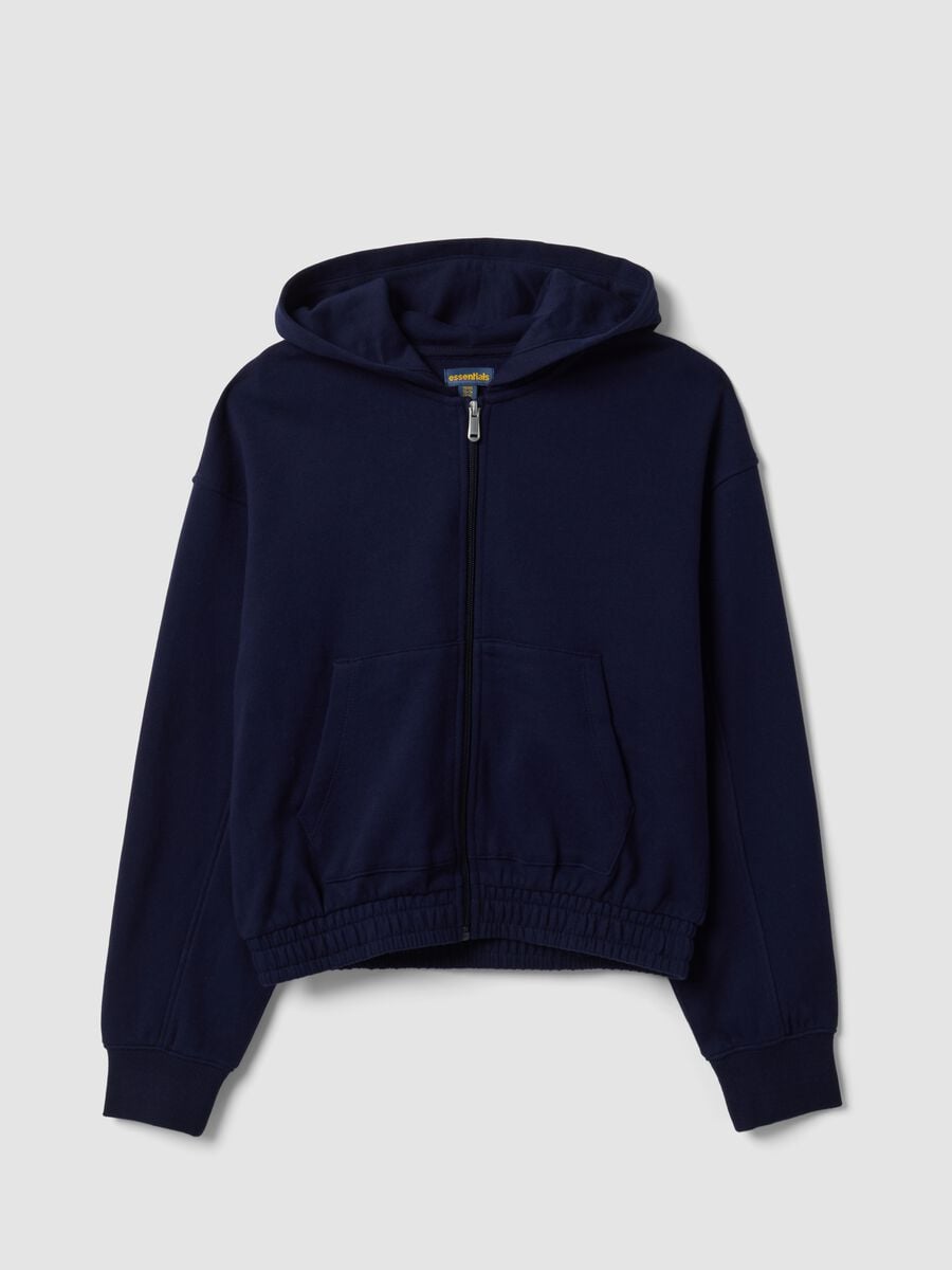 Felpa blu con cappuccio in cotone organico_4