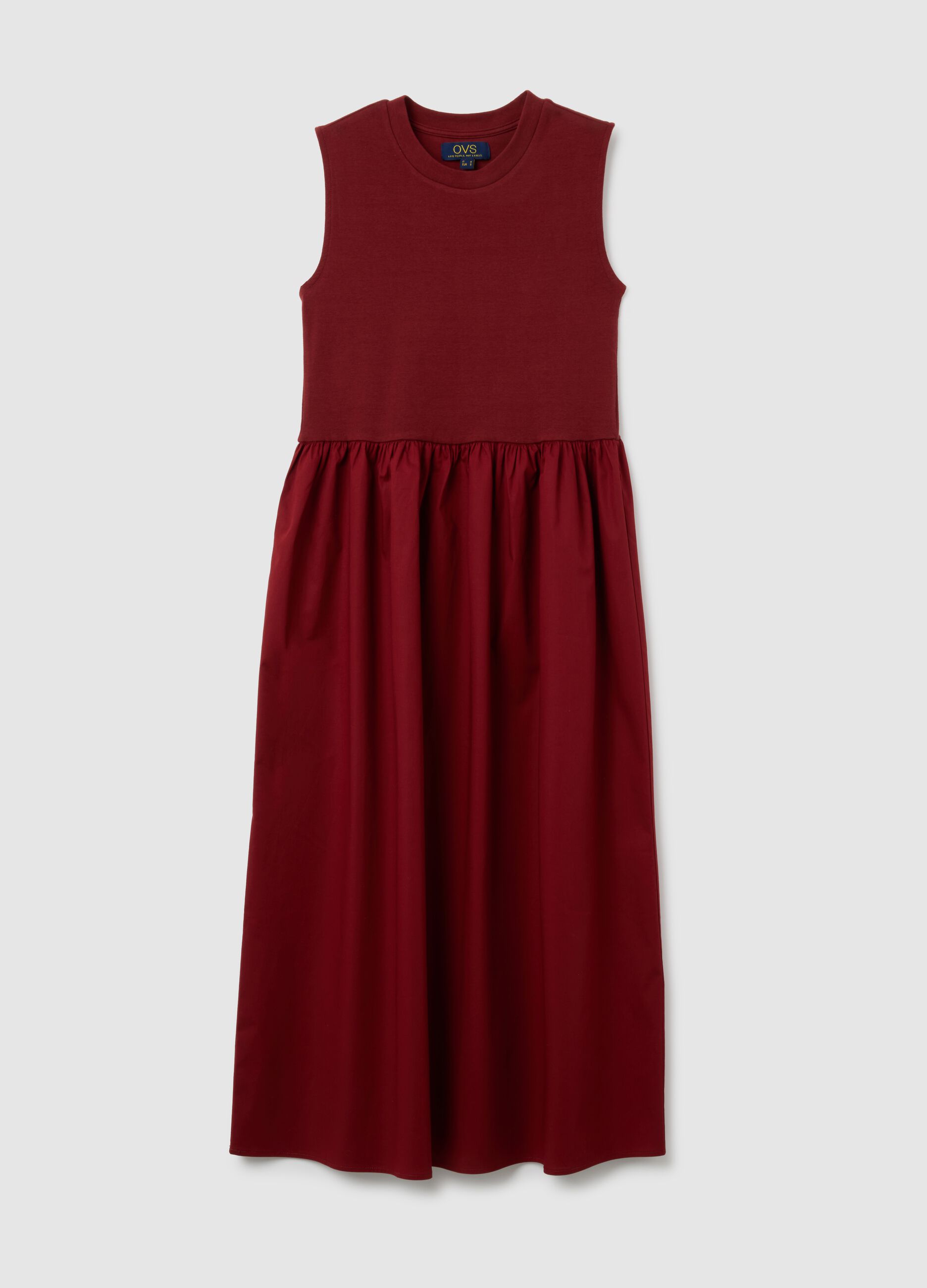 Red cotton midi dress with regular fit