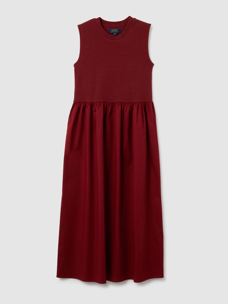Abito midi in cotone rosso regular fit_4