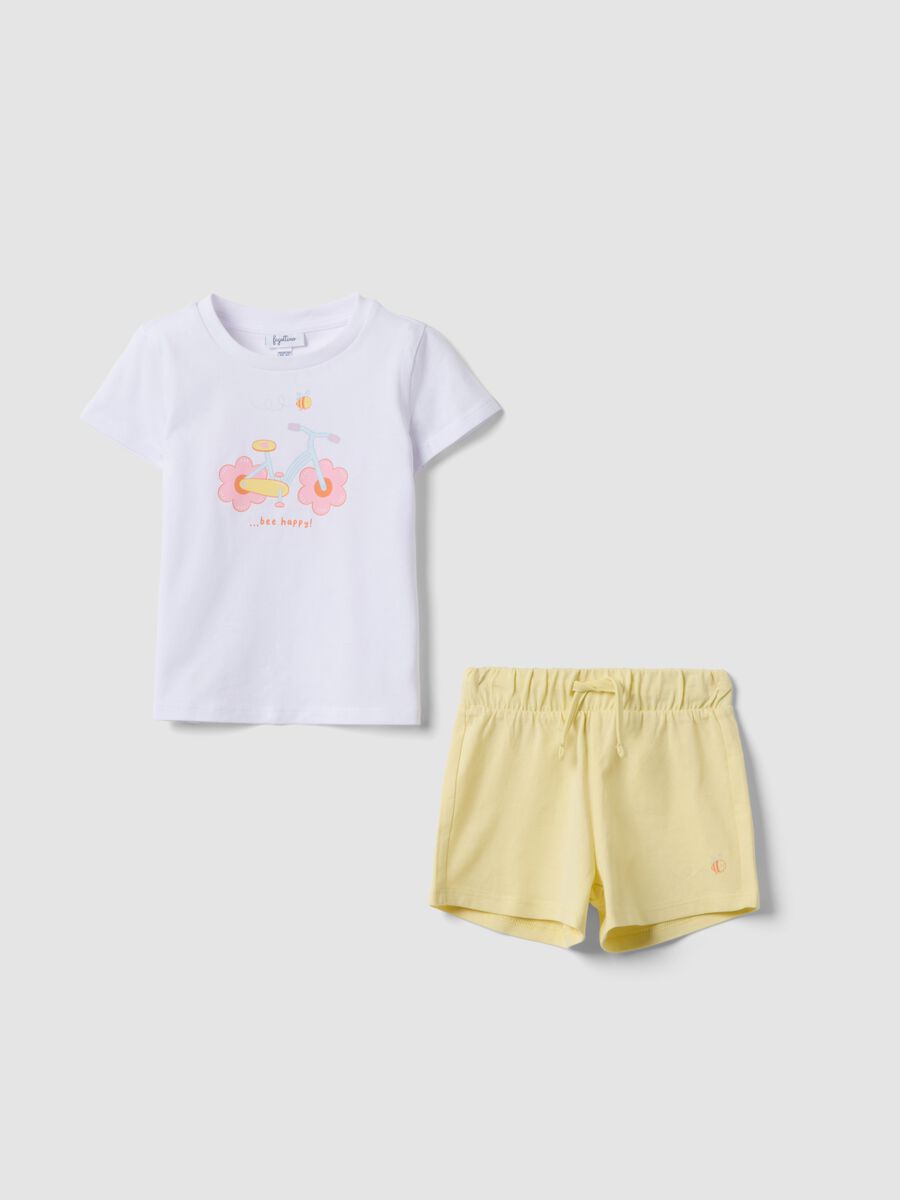 Girls' regular fit multicolour pure cotton t-shirt and shorts set_0