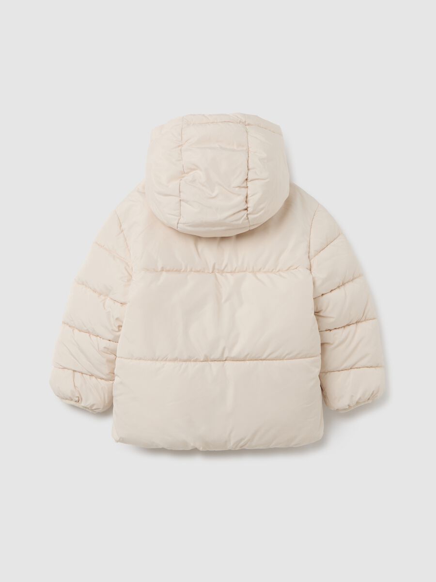 Giacca imbottita beige da bambino con zip_4