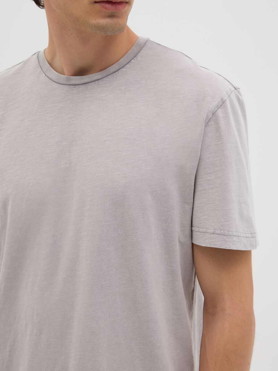 Men's grey pure cotton T-shirt regular fit_2