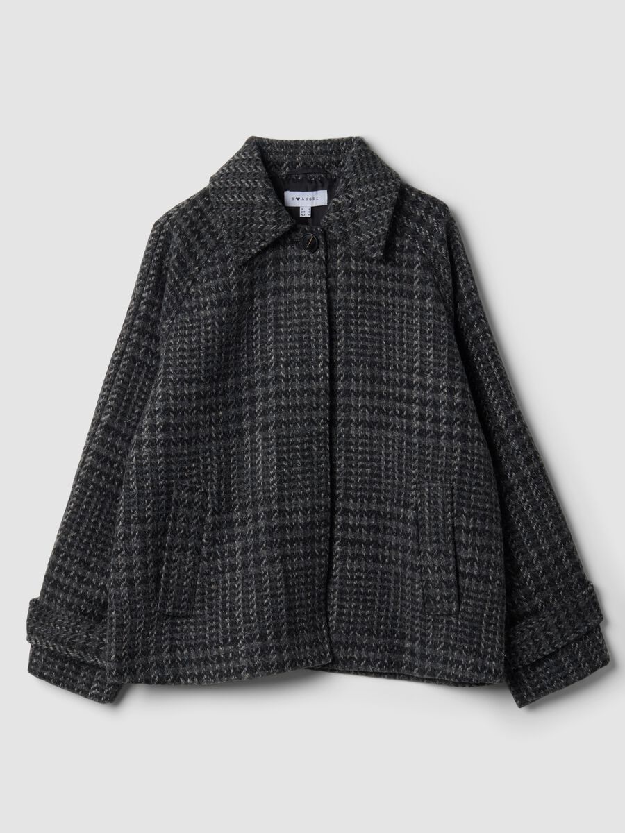 Cappotto grigio in misto lana a fantasia pied de poule_0