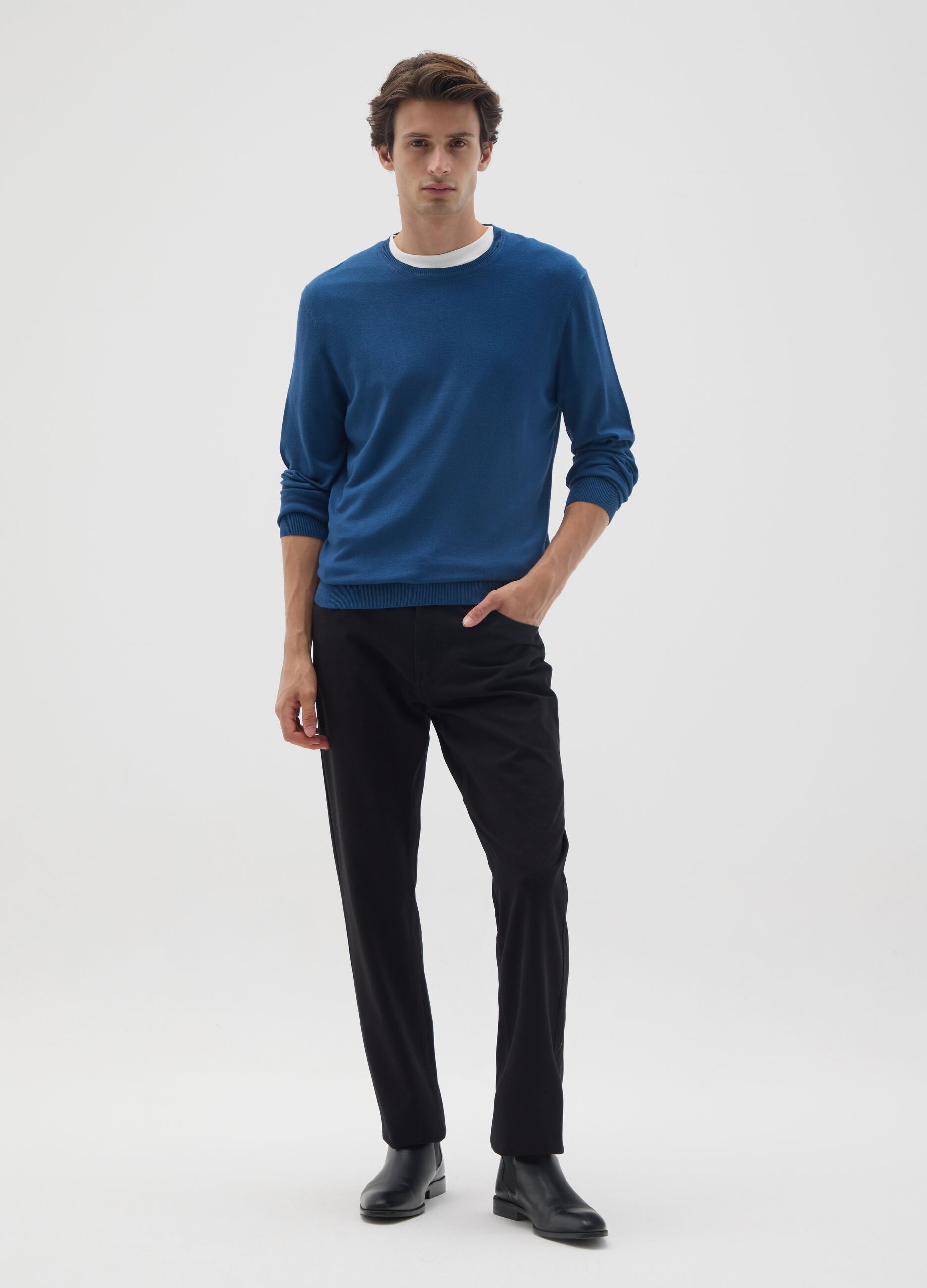 Blue viscose blend sweater regular fit