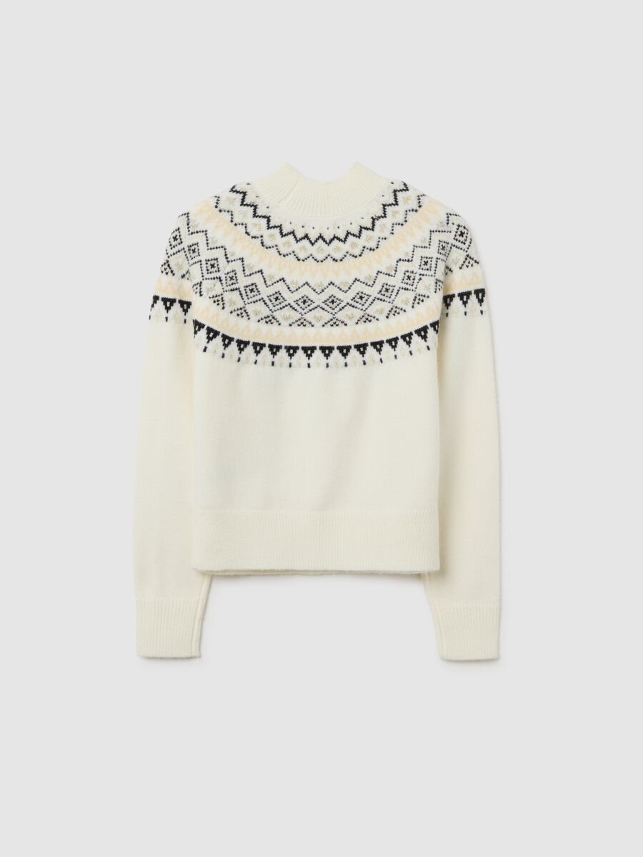 Multicoloured regular fit girl's jumper with geometric pattern_2