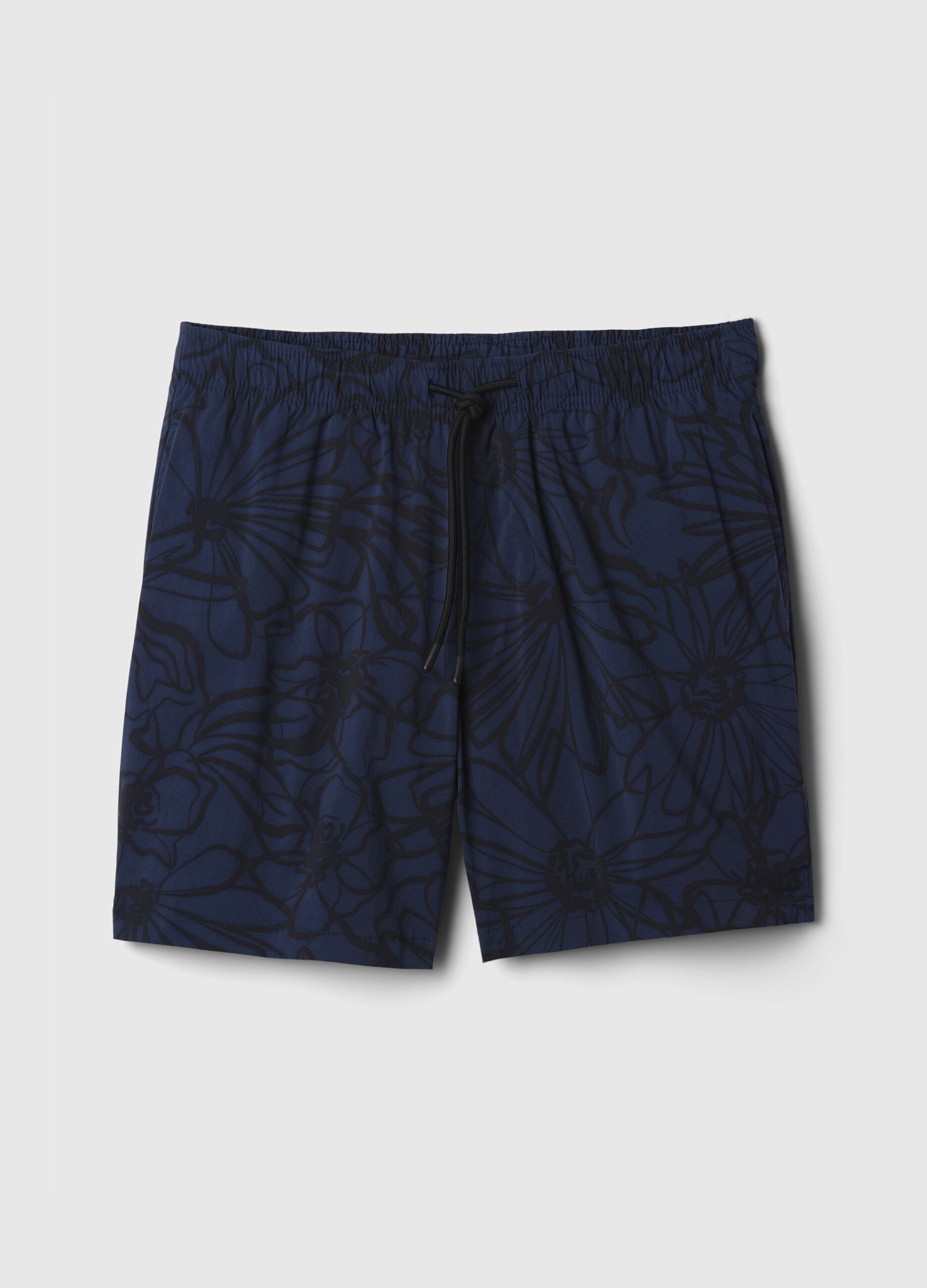 Swimming trunks with pattern and drawstring