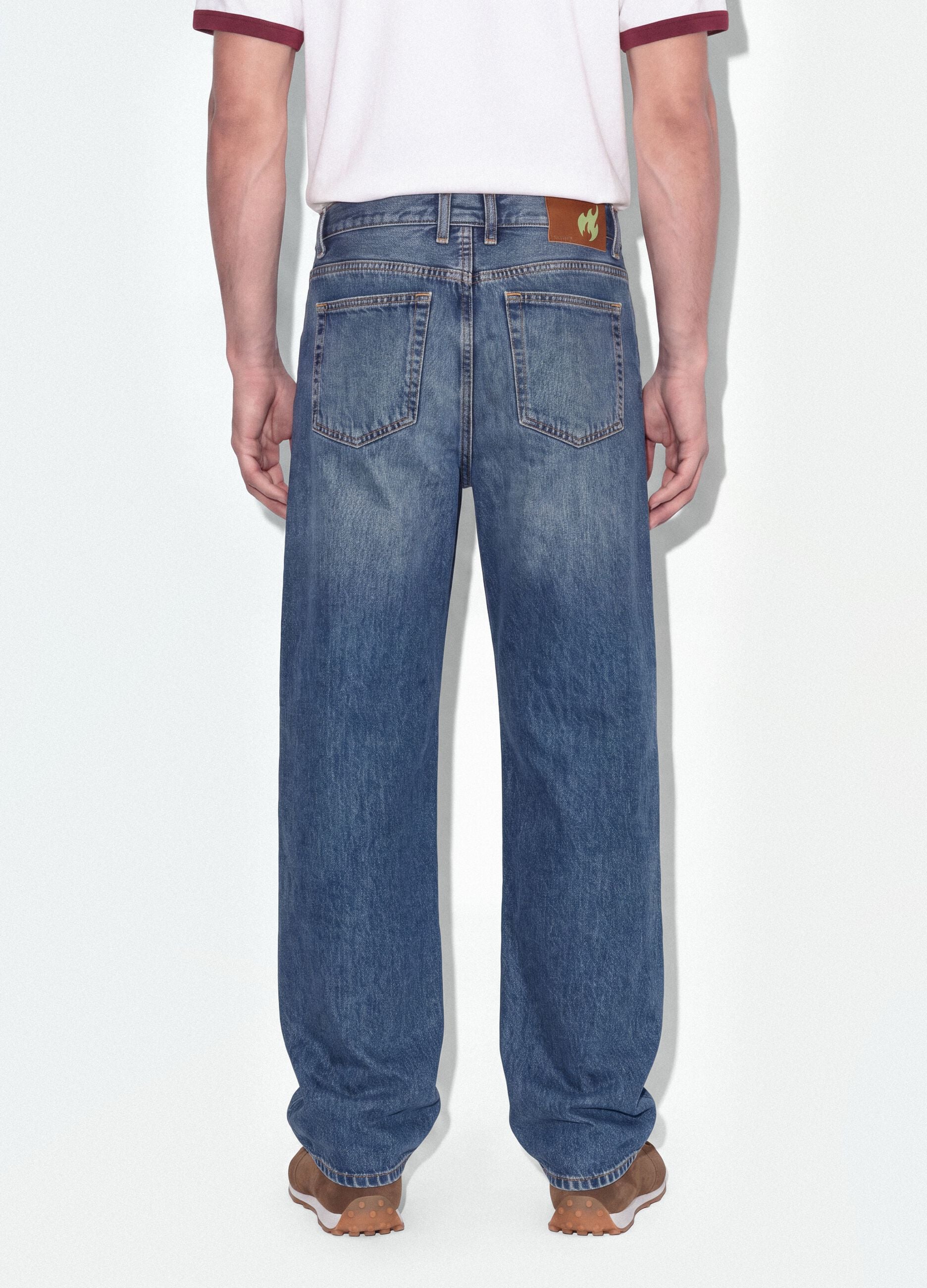 Blue denim jeans in pure cotton, loose fit