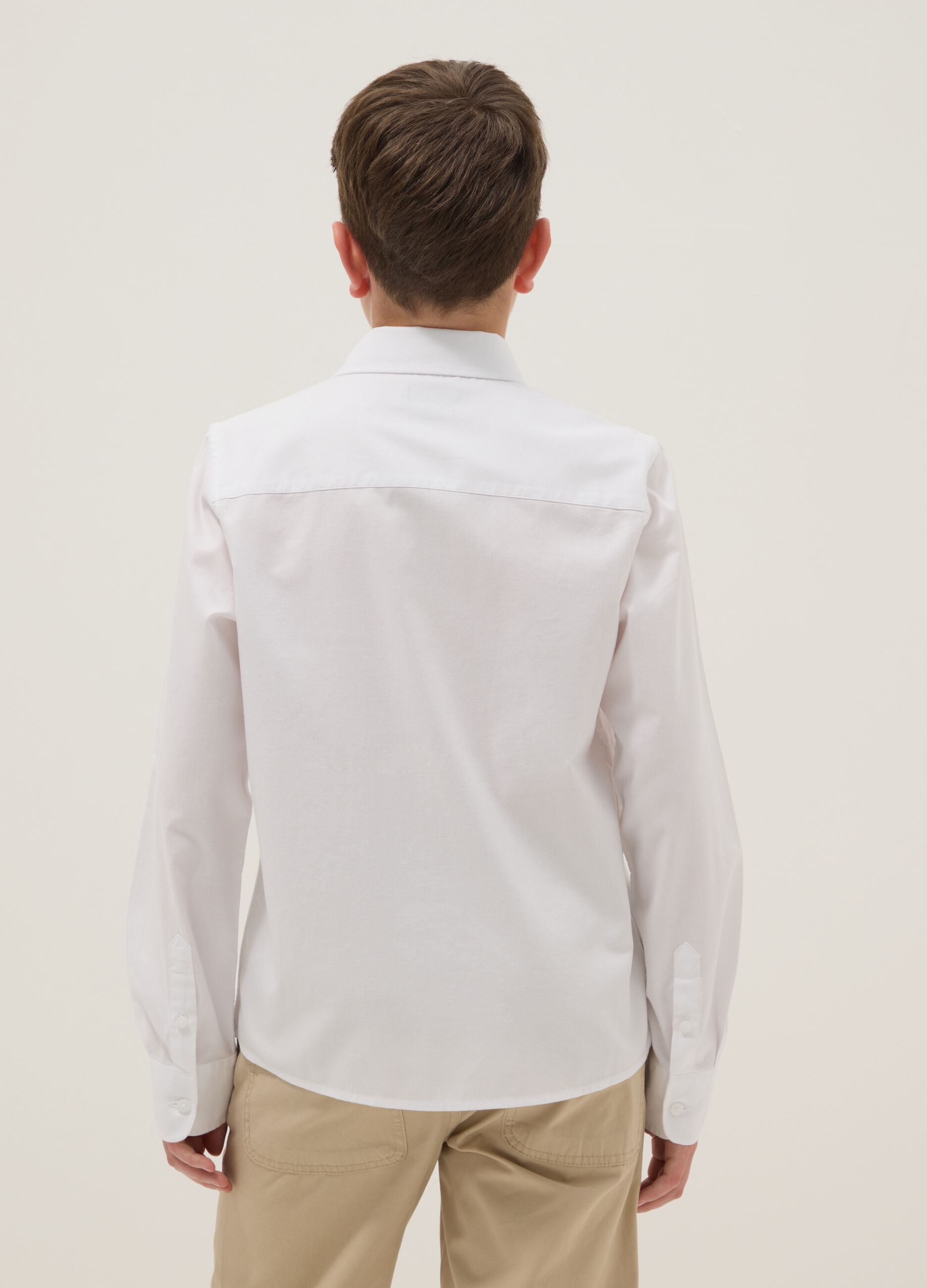 Boy's White Pure Cotton Shirt, Regular Fit