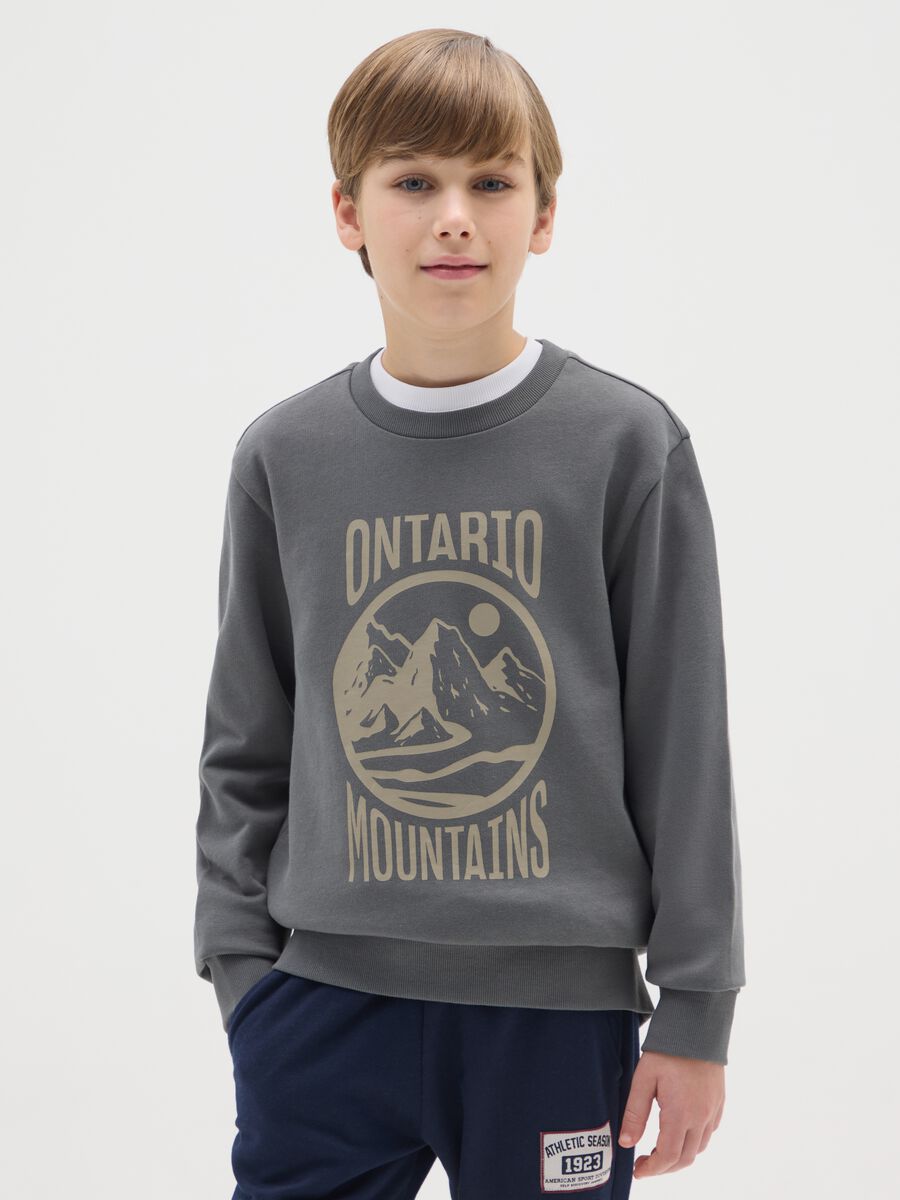 Felpa da ragazzo in puro cotone grigia regular fit_0