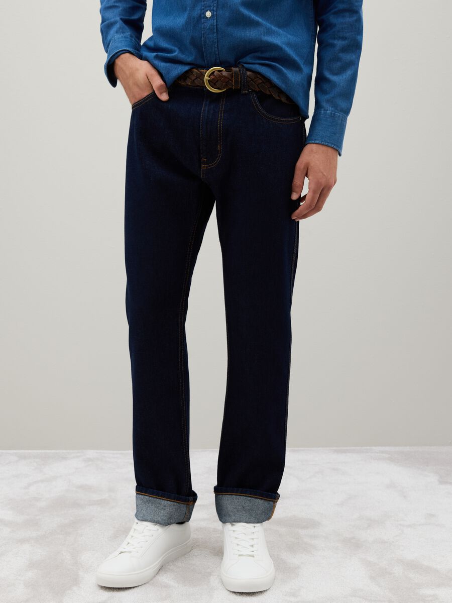 Pure cotton blue jeans with regular fit_1