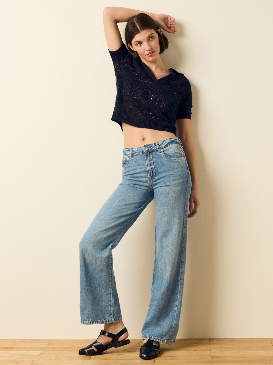 Crochet top with polo neck_1