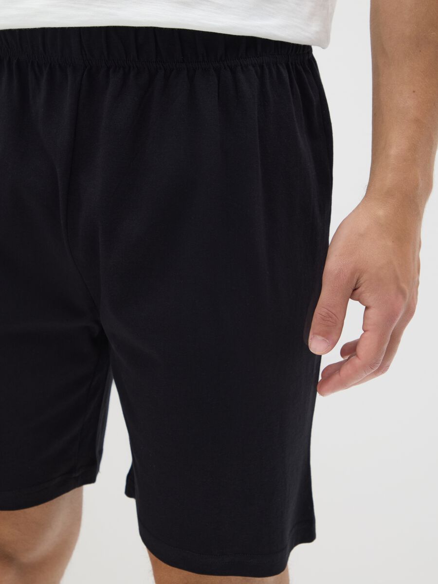 Short pyjamas in white and black slub jersey_2