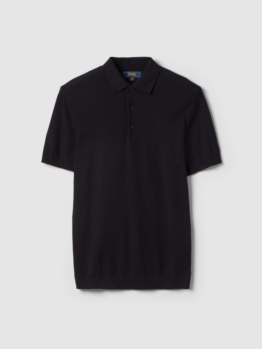Black pure cotton polo shirt regular fit_0