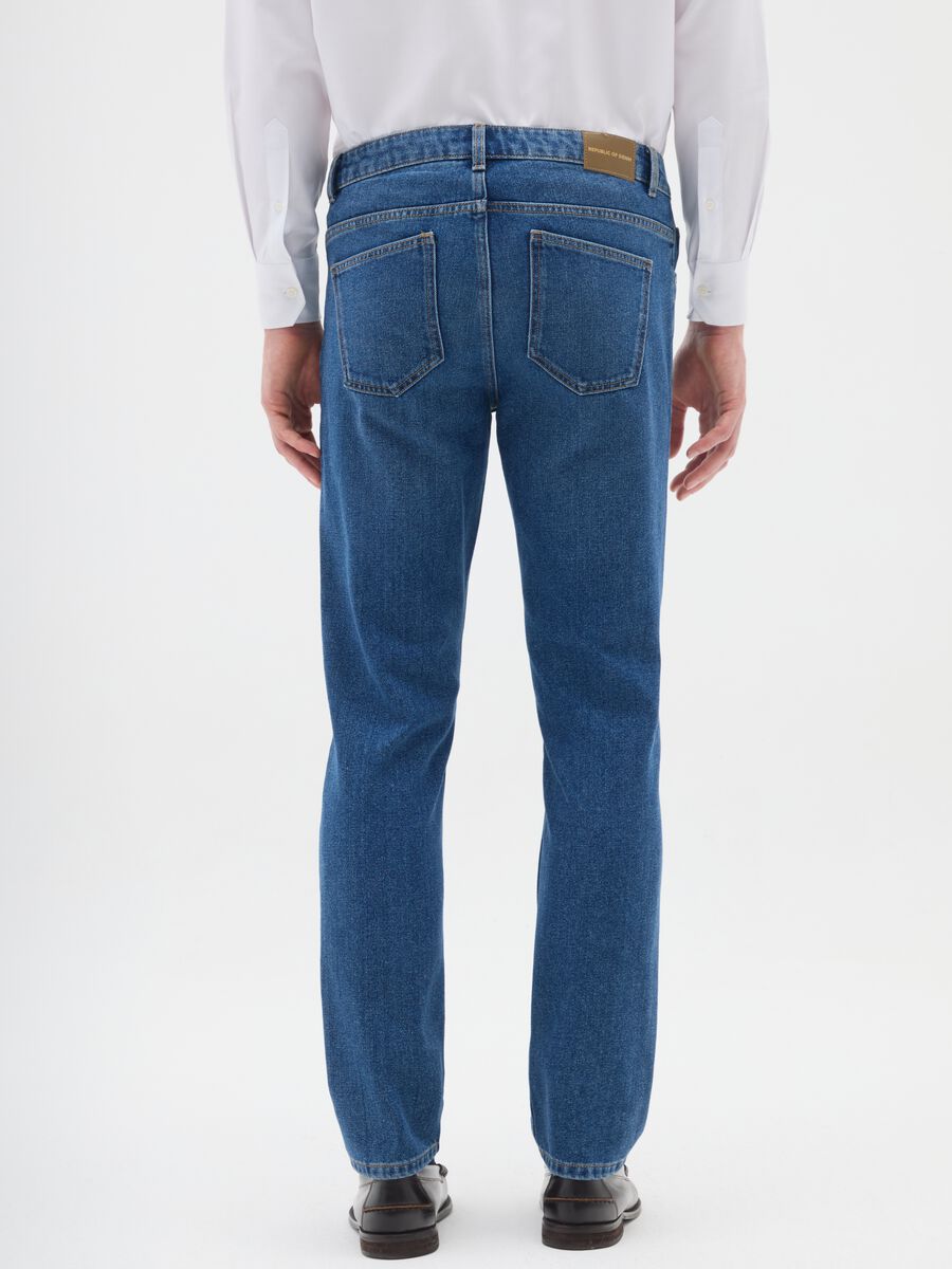 Blue denim jeans in cotton blend slim fit_2