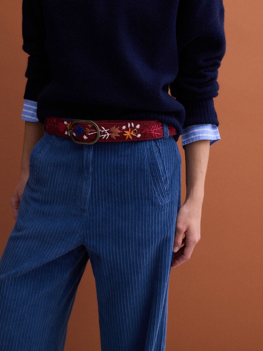 Blue and light blue pure cotton ribbed trousers_2