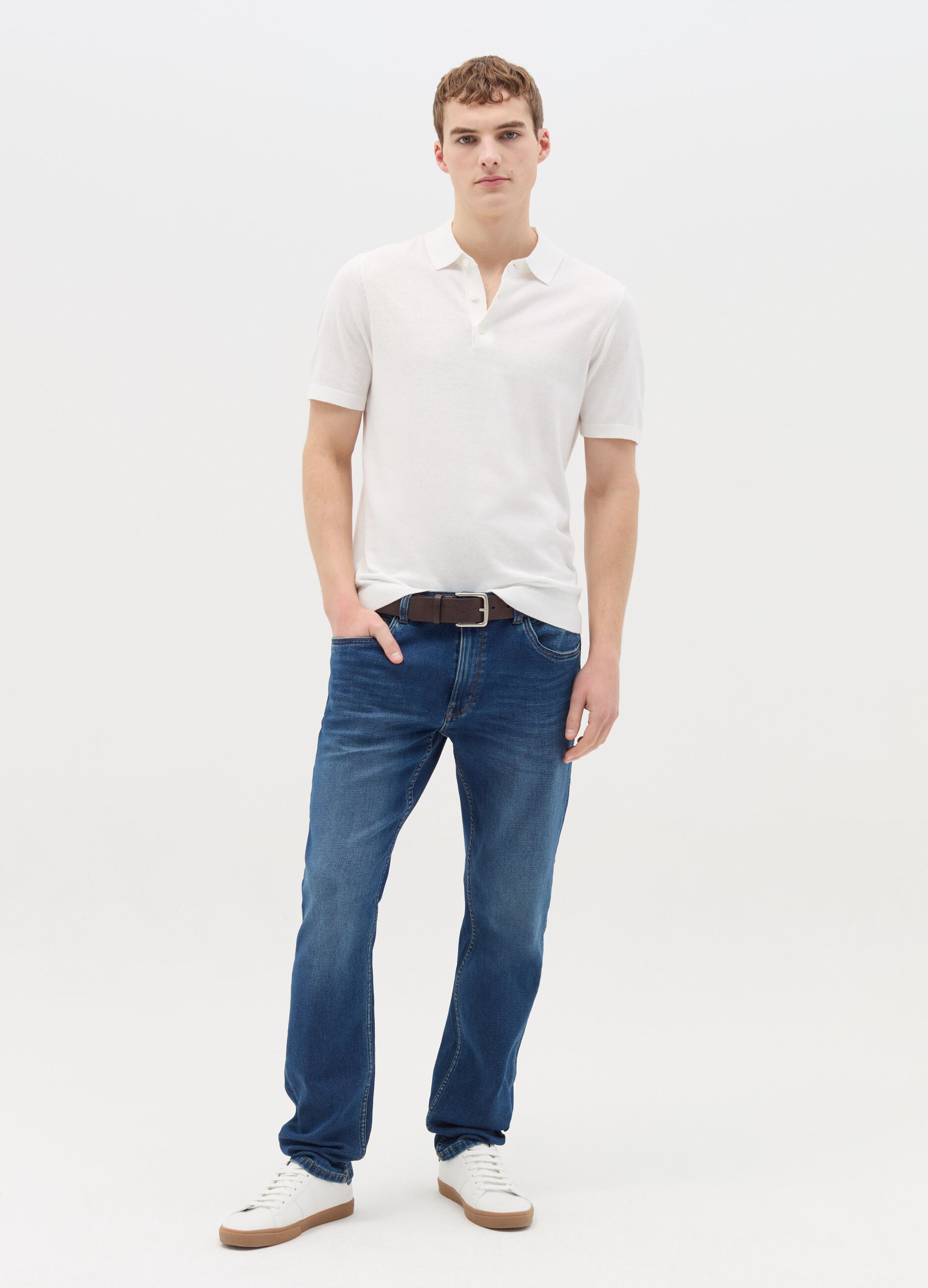 Polo shirt in solid colour cotton