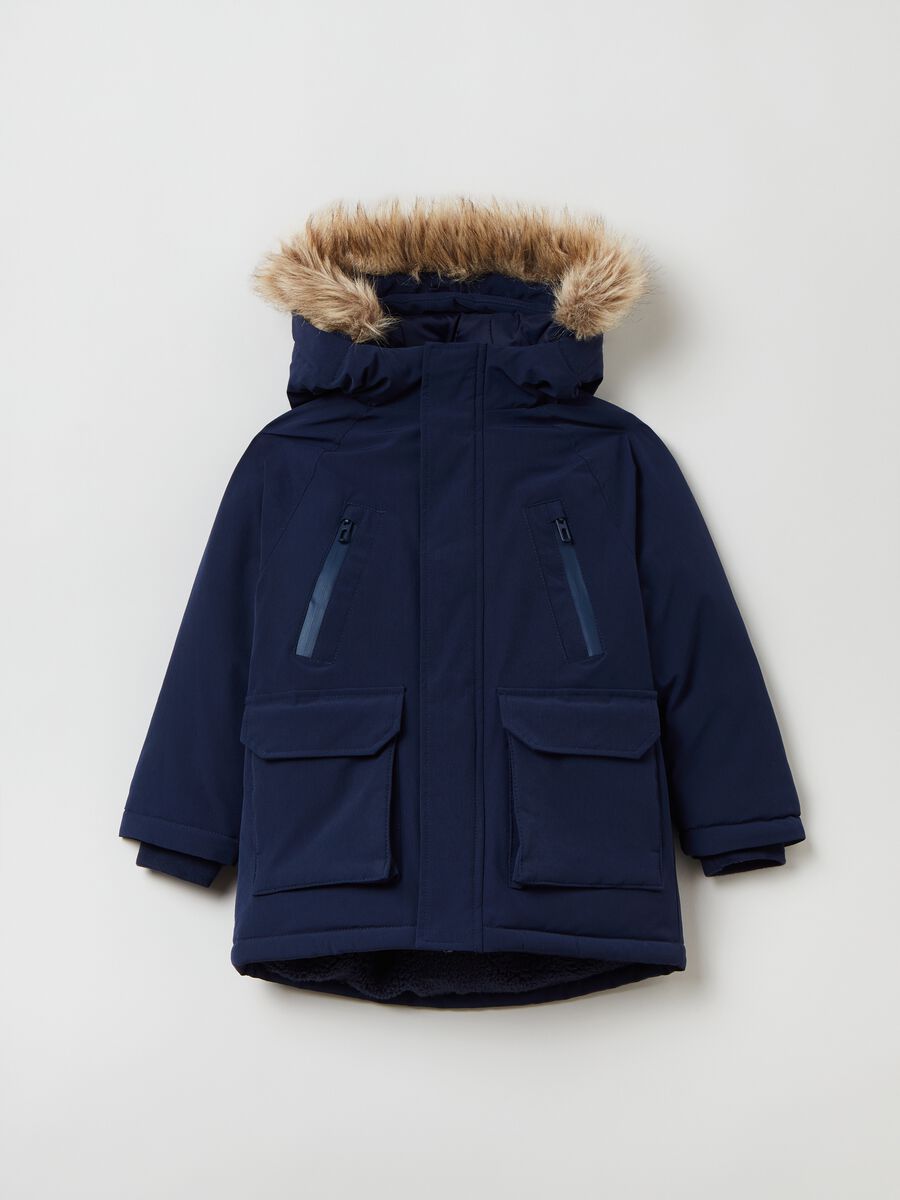 Parka imbottito con cappuccio e tasche_0