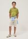 Beige pure cotton shorts with elasticated waist_0