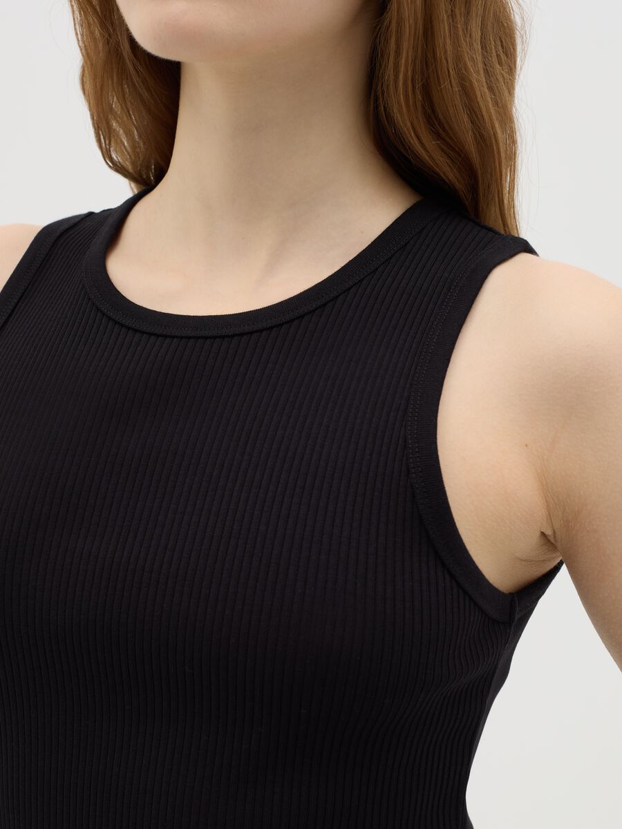 Black stretch cotton tank top by Ovs_2