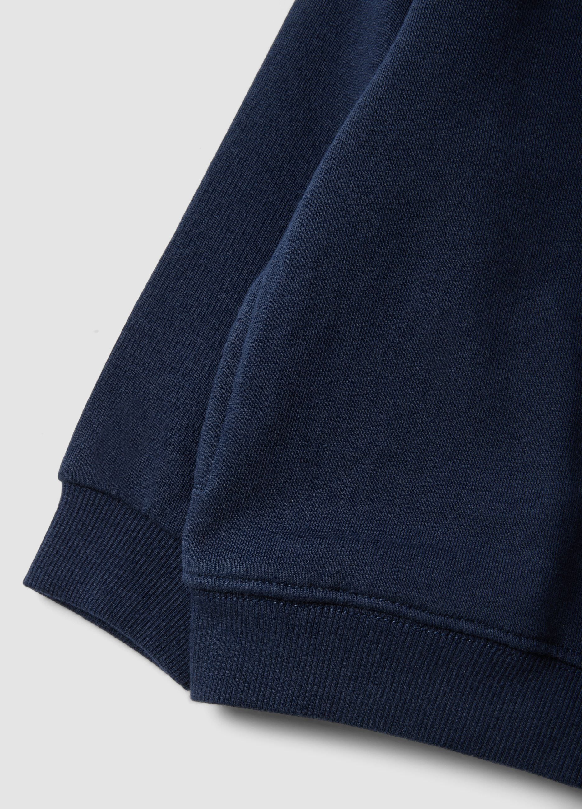 Felpa blu in puro cotone organico con girocollo per bimbo