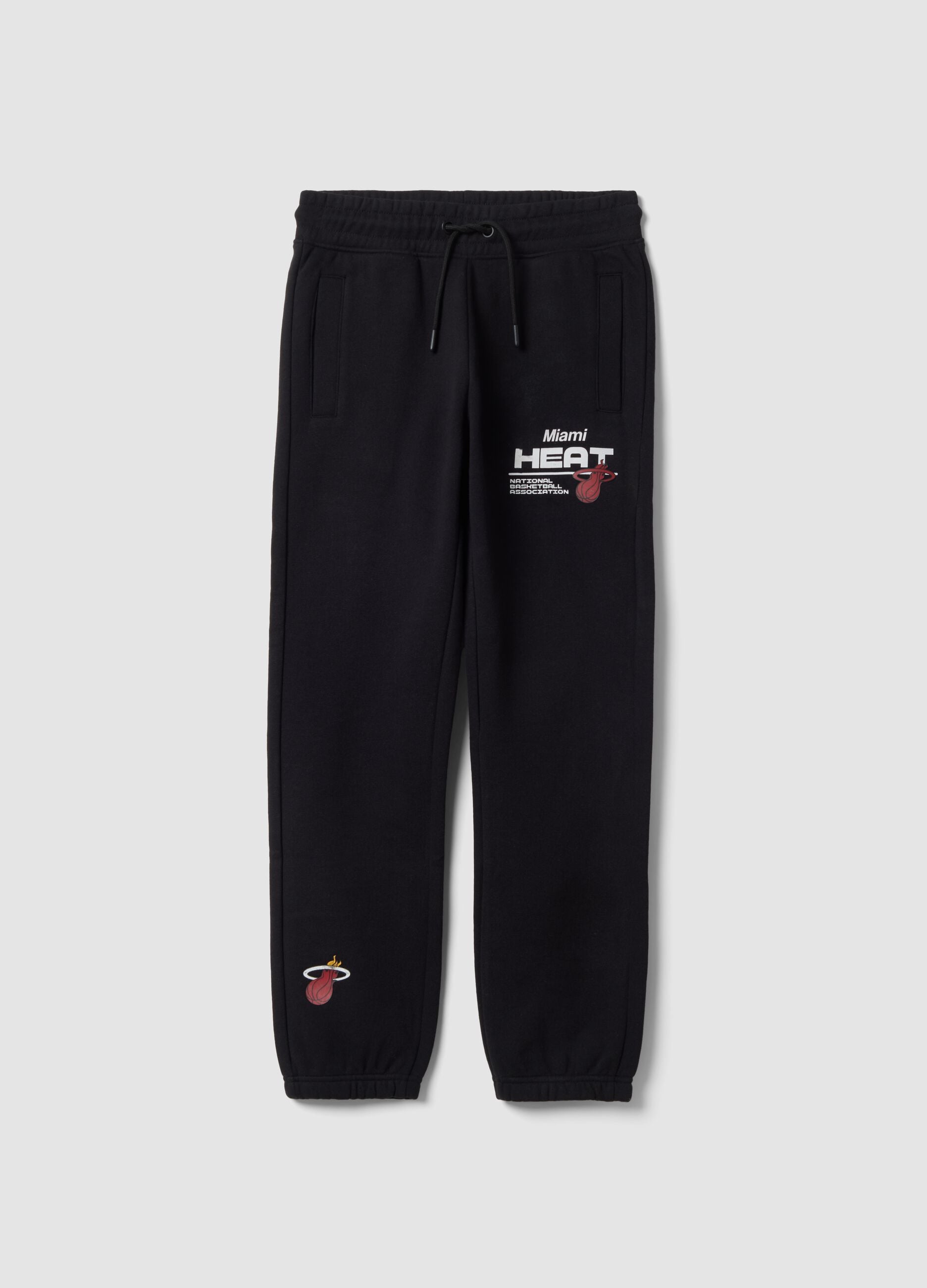 Black cotton-blend joggers with Miami Heat print, regular fit