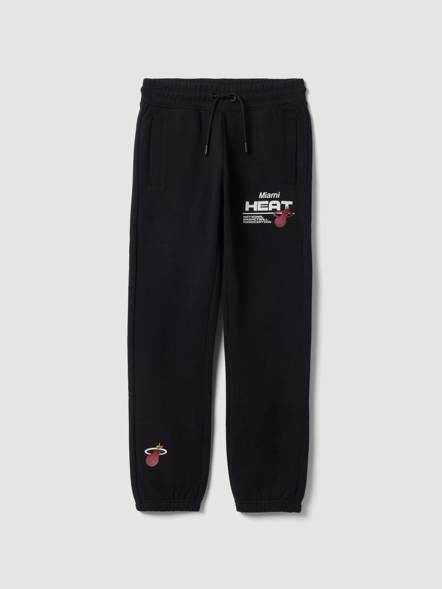 Black cotton-blend joggers with Miami Heat print, regular fit_0