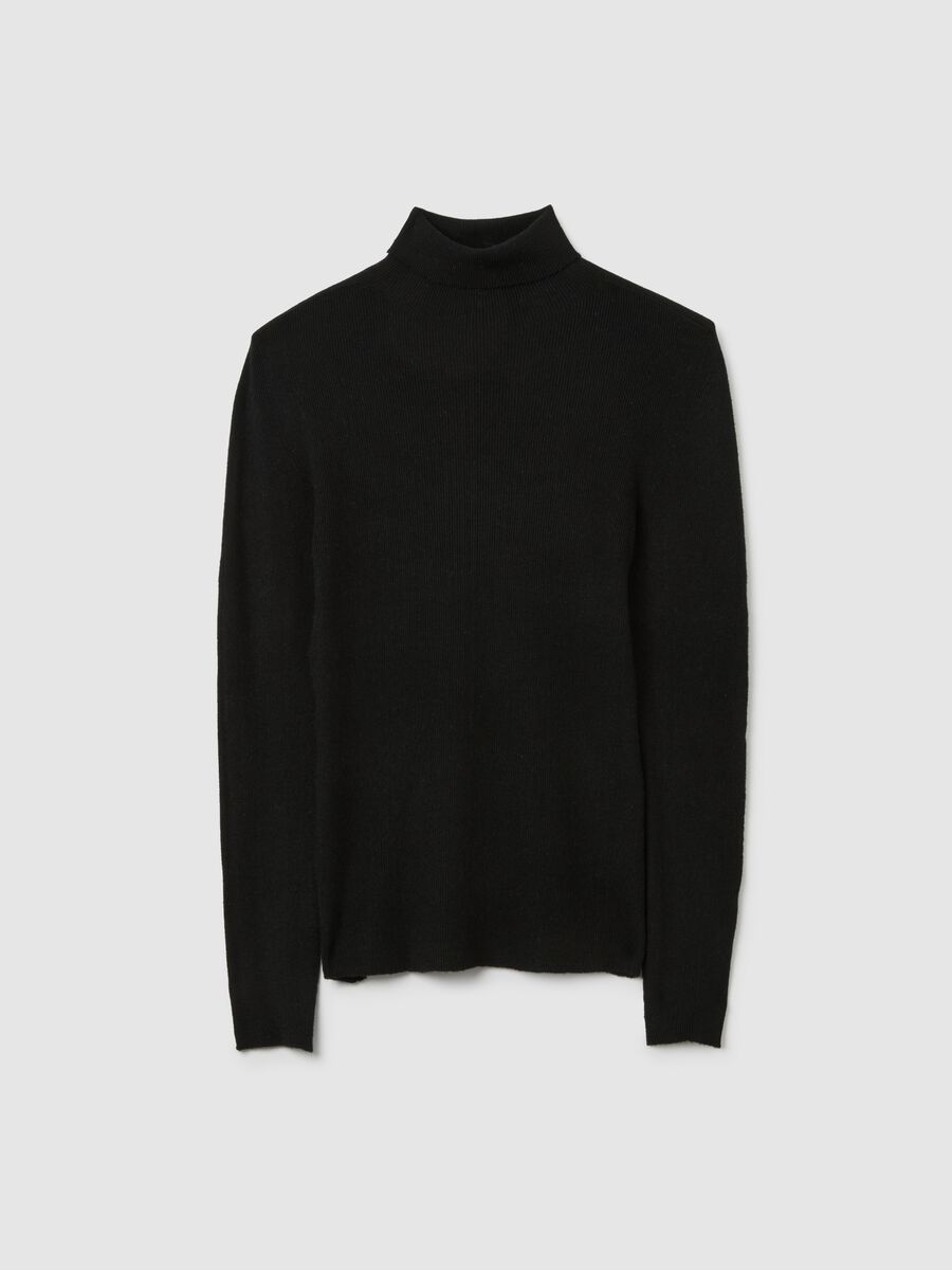 Dolcevita in misto cotone nero regular fit_4